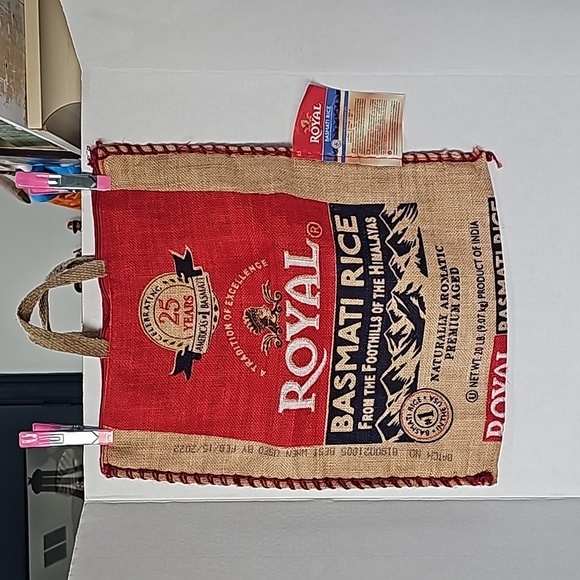 Royal Basmati Rice Handbags - Royal Basmati Rice Tote Bag Shopping Zippered Top Kitchy 👌 17" x 14"